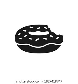 Donut with bite with sprinkles on top silhouette. Simple flat vector icon illustration.