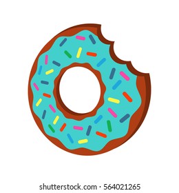 Donut bitten off. flat vector illustration isolate on a white background.