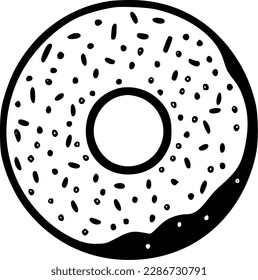 Donut | Black and White Vector illustration
