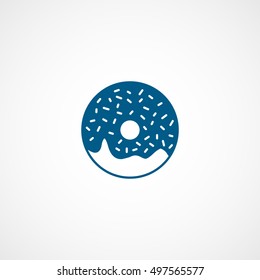 Donut Blue Flat Icon On White Background