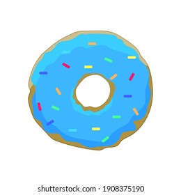 donut with blue glaze, vector illustration