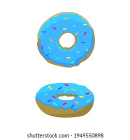 donut con acristalamiento azul, ilustración vectorial
