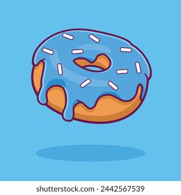 Donut with blue icing and sprinkles vector illustration