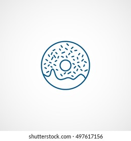 Donut Blue Line Icon On White Background