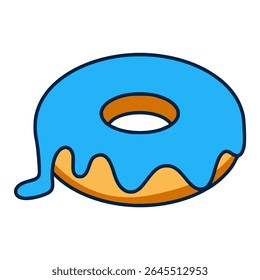 donut with blueberry sauce snack food sweet flat color vector illustration template design