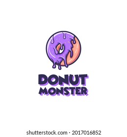 Donut bread with melted cream logo vector illustration