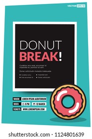 Donut Break Poster Design with Date and Time Template