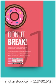 Donut Break Poster Design with Date and Time Template