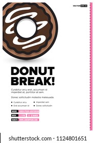 Donut Break Poster Design with Date and Time Template