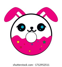 Donut bunny with 
pink frosting