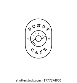 Donut cafe line logo. Trendy simple outline emblem of donut sign brand identity minimalist style. Vector illustration.
