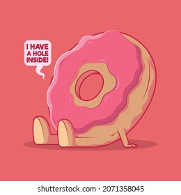 Donut Cake Character Vector Illustration. Food, Sweet, Inspiration Design Concept.