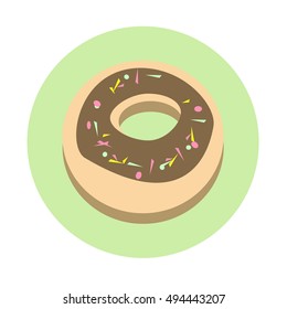 Donut Cake Dessert Sweet Food Icon Flat Vector Illustration