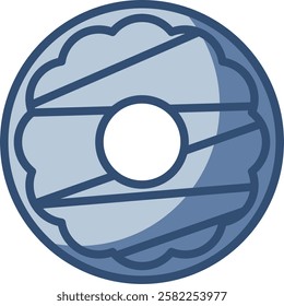 donut cake icon, transparent background. replaceable blue color design