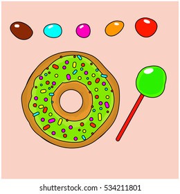 Donut with candies