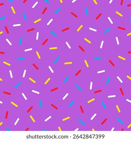 Donut doce polvilha fundo padrão, sobremesa doce esmalte. Vetor ornamento sem costura, papel de parede ou repetir azulejo com confetes coloridos doces ou pontos abstratos para férias, festa, aniversário, convite