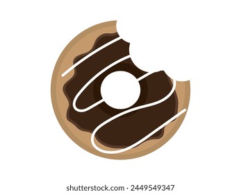 Donut dibujos animados con mordidas Vector. Niño, postre, chocolate, fresco, azúcar dulce, sabroso, icono de donut, símbolo de donut. Se puede utilizar para infografía, Anuncio, póster, Diseño web. Aislado sobre fondo blanco. 