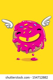 Donut Cartoon Character Children Illustration Sweet Candy Baked Goods Healthy Diet Food is good for you