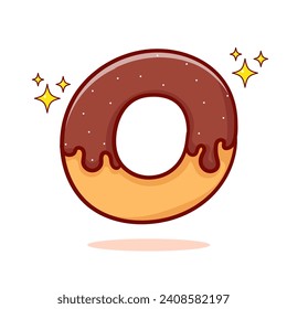 Donut cartoon flat style. Fast food concept design. Isolated white background. Vector art illustration.
