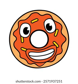 Donut cartoon hand drawn illustration design