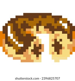 Donut cartoon icon in pixel style