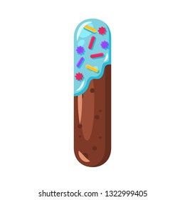 Donut cartoon I letter vector illustration. Biscuit bold font style. Glazed capital letter with icing. Tempting flat design typography. Chocolate alphabet. Pastry, bakery isolated clipart