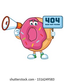 donut cartoon with megaphone mascot character vector 