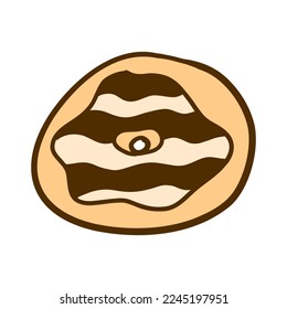 Donut in cartoon style. Vector illustration isolated on white background.