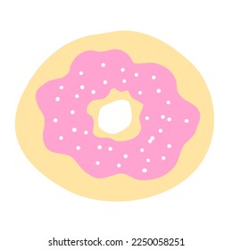 Donut in cartoon style. Vector illustration isolated on white background.
