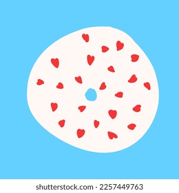 Donut in cartoon style. Vector illustration isolated on blue background.