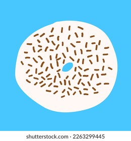 Donut in cartoon style. Vector illustration isolated on blue background.
