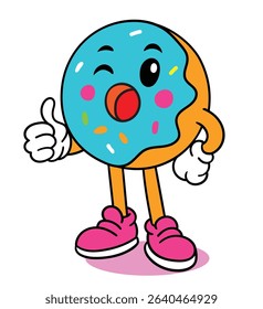 Donut cartoon with symbol, send like, vector file