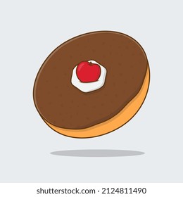 Donut Cartoon Vector Illustration. Tasty Donut Flat Icon Outline
