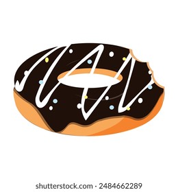 Donut cartoon vector illustration, Various types of donuts in glaze and chocolate, elements for design of cafe, menu, promo banner. Colorful glazed donut set on white background.