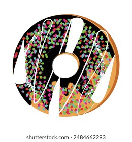 Donut cartoon vector illustration, Various types of donuts in glaze and chocolate, elements for design of cafe, menu, promo banner. Colorful glazed donut set on white background.