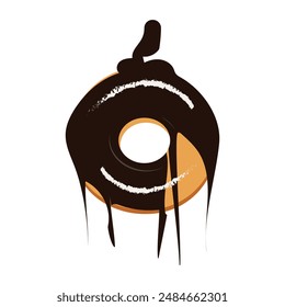 Donut cartoon vector illustration, Various types of donuts in glaze and chocolate, elements for design of cafe, menu, promo banner. Colorful glazed donut set on white background.
