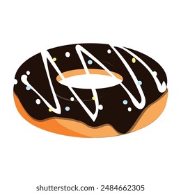 Donut cartoon vector illustration, Various types of donuts in glaze and chocolate, elements for design of cafe, menu, promo banner. Colorful glazed donut set on white background.
