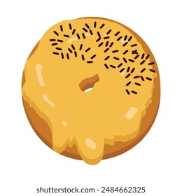 Ilustración vectorial de dibujos animados de donut, varios tipos de donuts en esmalte y chocolate, Elementos para el diseño de la cafetería, menú, Anuncio promocional. Colorido conjunto de donut esmaltado sobre fondo blanco.