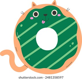 Donut Cat Icon Vector Illustration