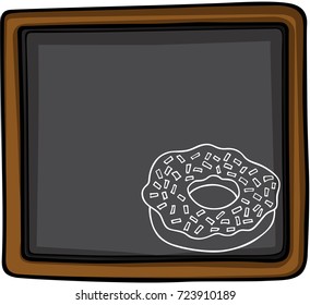 Donut chalk sketch on blackboard background
