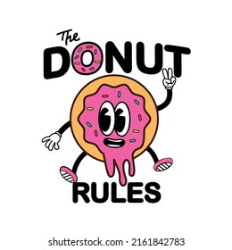 Donut Character Fresh And Funny Free Vector