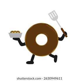 Espátula e rosquinha com carateres de rosca