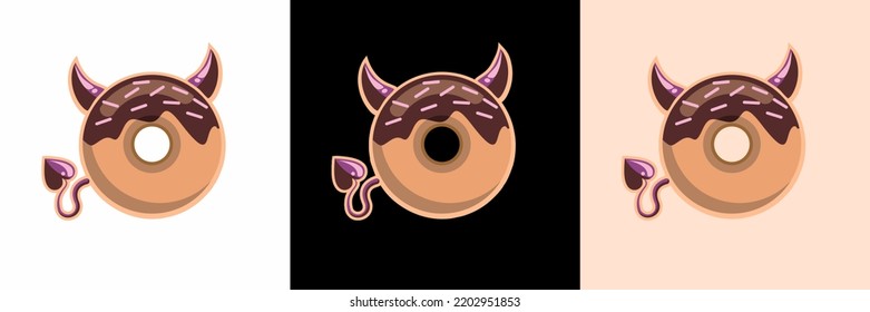 donut character logo with horns and tail, logo inspired by the charmer succubus character