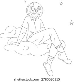 A donut character sitting on cloud..