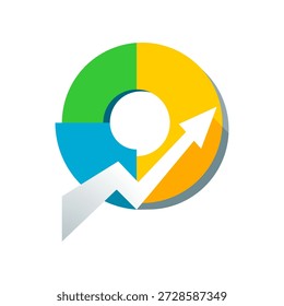 Donut Chart Kreis mit Pfeil nach oben Business-Symbol flaches Vektordesign