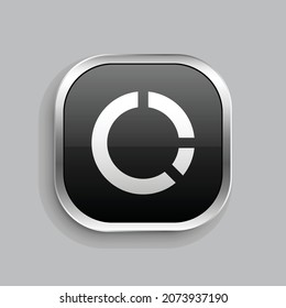 diseño de iconos de relleno de gráfico de salida. Estilo botón brillante rectángulo redondeado aislado en fondo gris. Ilustración del vector