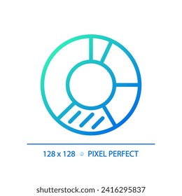 Donut chart gradient linear vector icon. Competitor analysis. Customer segmentation. Presentation graphic. Thin line color symbol. Modern style pictogram. Vector isolated outline drawing