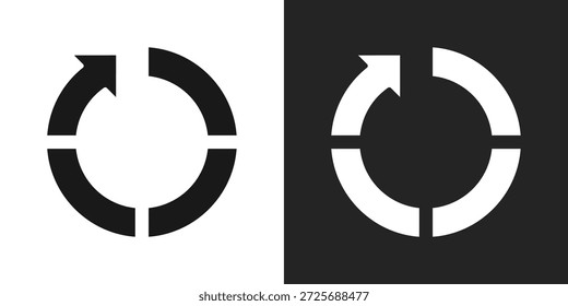 Icono De Gráfico De Donut En Estilo De Glifo En Blanco Y Negro
