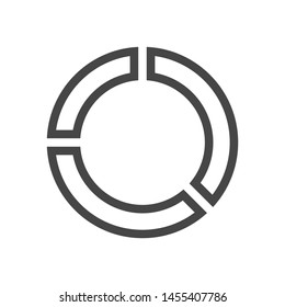 Donut chart icon. Isolated on white background. Thin lines.