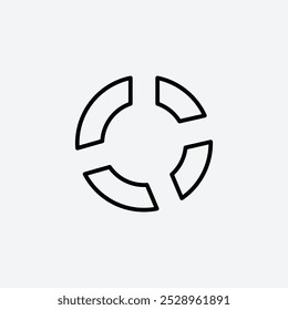 Donut chart icon isolated on the white background.
